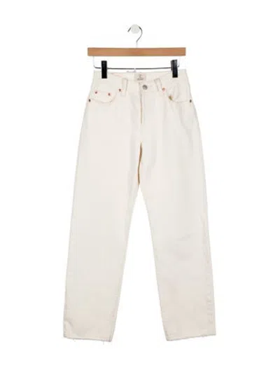 Pre-owned Levi Strauss High-rise Straight Leg Jeans In White