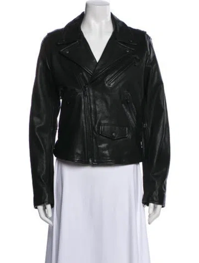 Pre-owned Levi Strauss Leather Biker Jacket In Black