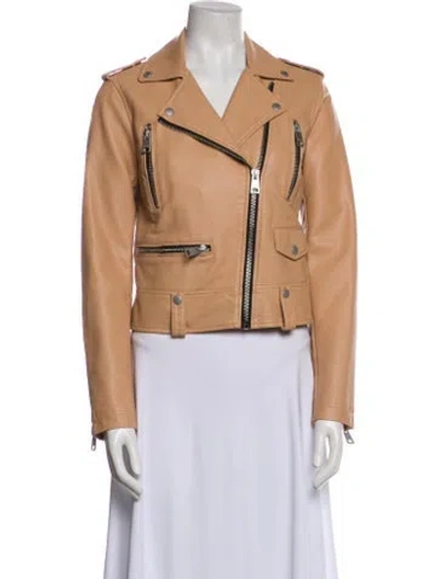 Pre-owned Levi Strauss Leather Biker Jacket In Neutral