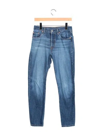 Pre-owned Levi Strauss Mid-rise Straight Leg Jeans In Blue