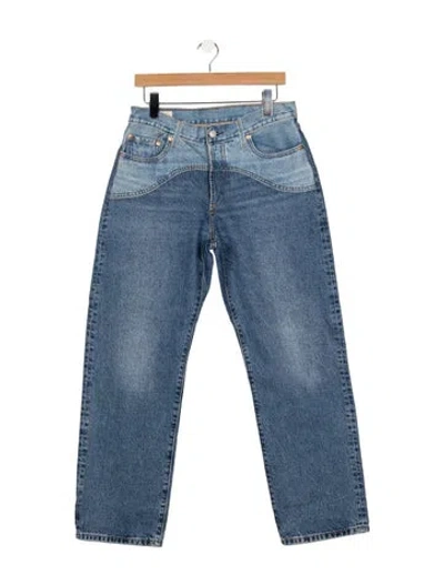 Pre-owned Levi Strauss Mid-rise Straight Leg Jeans In Blue