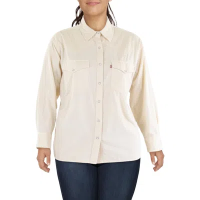 Levi Strauss Plus Dylan Womens Pocket Corduroy Button-down Top