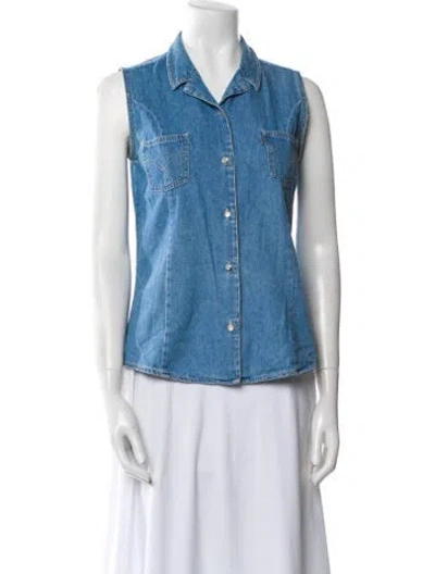 Pre-owned Levi Strauss Sleeveless Button-up Top In Blue