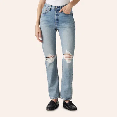 Levi 's Women's 501 Plan To Stay Distressed Straight Leg Jeans In Blue