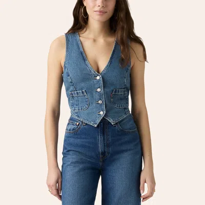 Levi 's Women's Medium Wash Denim Tailored Vest In Blue