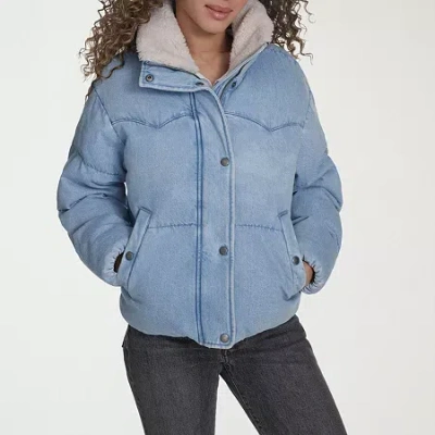 Levi 's Womens Denim Midweight Puffer Jacket In Blue