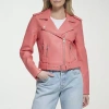 Levi 's Womens Faux Leather Belted Midweight Motorcycle Jacket In Pink