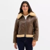 Levi 's Womens Faux Leather Reversible Midweight Jacket In Brown