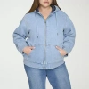 Levi 's Womens Plus Denim Hooded Midweight Bomber Jacket In Blue