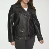 Levi 's Womens Plus Faux Leather Midweight Motorcycle Jacket In Black