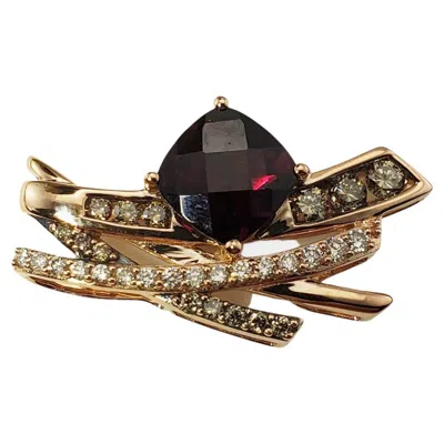 Pre-owned Levian 14 Karat Rose Gold Rhodolite Garnet, Brown And White Diamond Pendant