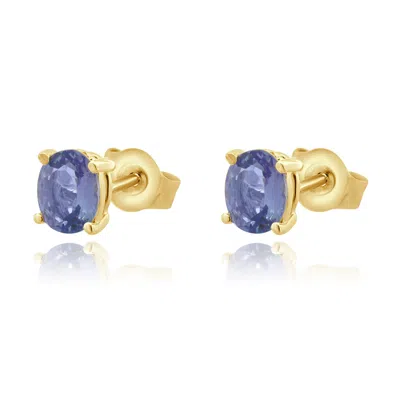 Pre-owned Levian 14 Karat Yellow Gold Tanzanite Stud Earrings