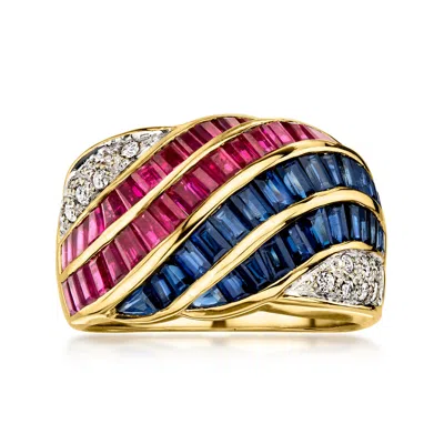 Pre-owned Levian C. 1990 Vintage Le Vian 2.20 Ct. T.w. Ruby, 2.20 Ct. T.w. Sapphire And .25 Ct. T.w. Diamond Ring In  In Gold