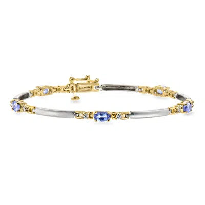 Pre-owned Levian C. 1990 Vintage Le Vian 2.25 Ct. T.w. Tanzanite And .30 Ct. T.w. Diamond Bracelet In 14kt Two-tone G In Gold,silver