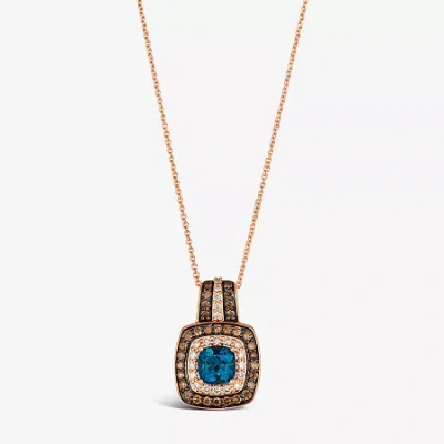 Levian Corp Le Vian Pendant Featuring 1 Ct. Deep Sea Blue Topaz 1/4 Ct. Nude Diamonds 3/8 Ct. Chocolate Diamonds In Transparent