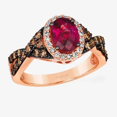 Levian Corp Le Vian Ring Featuring 1 1/2 Ct. Raspberry Rhodolite 1/2 Ct. Chocolate Diamonds 1/6 Ct. Nude Diamond In Transparent