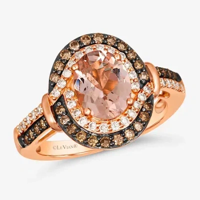 Levian Corp Le Vian Ring Featuring 1 1/3 Ct. Peach Morganite 1/3 Ct. Chocolate Diamonds 1/4 Ct. Nude Diamonds Se In Pink