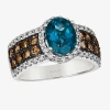 Levian Corp Le Vian Ring Featuring 1 1/3 Ct. Peach Morganite 3/4 Ct. Chocolate Diamonds 1 3/8 Ct. Nude Diamonds  In Blue