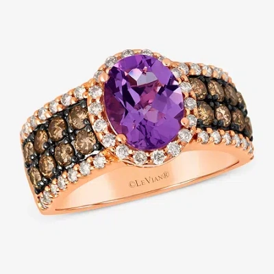 Levian Corp Le Vian Ring Featuring 1 1/3 Ct. Peach Morganite 3/4 Ct. Chocolate Diamonds 1 3/8 Ct. Nude Diamonds  In Purple