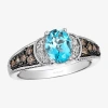 Levian Corp Le Vian Ring Featuring 1 1/4 Ct. Blue Topaz 1/4 Ct. Chocolate Diamonds 1/20 Ct. Nude Diamonds Set In In Blue