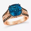 Levian Corp Le Vian Ring Featuring 4 1/2 Ct. Deep Sea Blue Topaz 1/6 Ct. Chocolate Diamonds 1/6 Ct. Nude Diamond In Blue