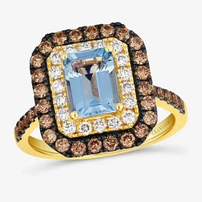 Levian Corp Le Vian Ring Featuring Sea Blue Aquamarine Chocolate Diamonds Nude Diamonds Set In 14k Honey Gold In Multi