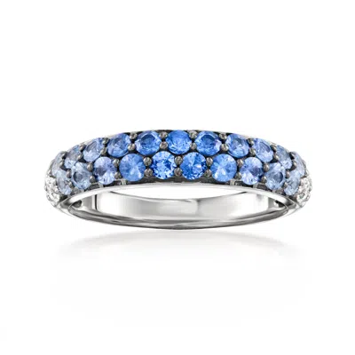 Levian Le Vian 1.30 Ct. T.w. Denim Ombre And White Sapphire Ring In 14kt Vanilla Gold In Silver