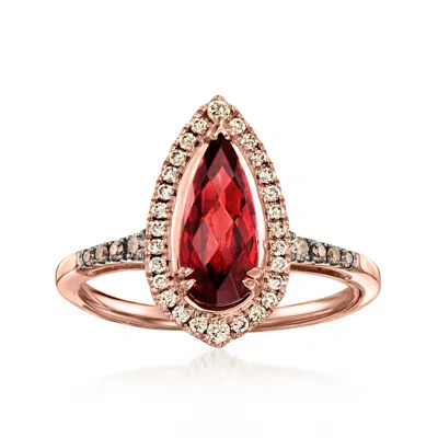 Levian Le Vian 1.50 Carat Pomegranate Garnet Ring With .27 Ct. T.w. Chocolate And Nude Diamonds In 14kt Str In Gold