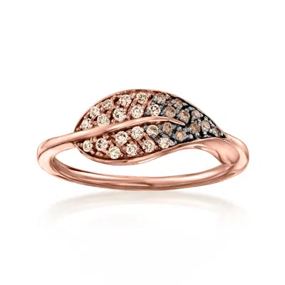 Levian Le Vian .22 Ct. T.w. Chocolate Ombre Diamond Leaf Ring In 18kt Strawberry Gold