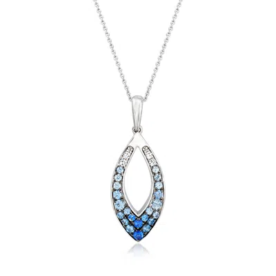 Levian Le Vian .57 Ct. T.w. Denim Ombre And White Sapphire Pendant Necklace In 14kt Vanilla Gold In Silver