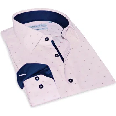 Levinas Contemporary Fit Stitch Dot Cotton Dress Shirt In Navy
