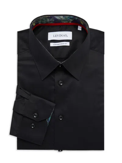 Levinas Men's Contemporary Fit Contrast Sport Shirt In Black