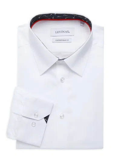 Levinas Men's Contemporary Fit Contrast Sport Shirt In White