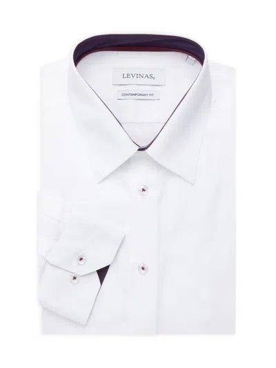 Levinas Men's Contemporary Fit Contrast Trim Dress Shirt In White