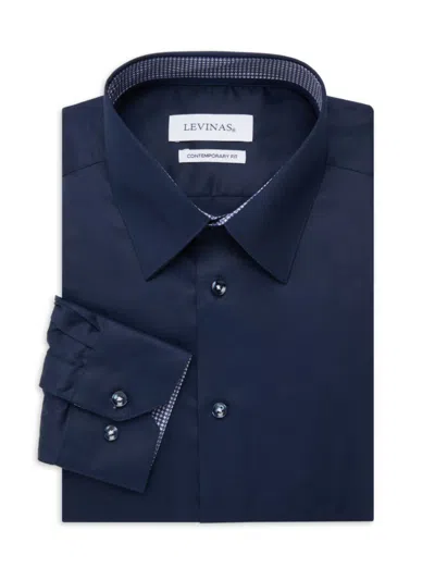 Levinas Men's Contemporary Fit Solid Dress Shirt In Navy