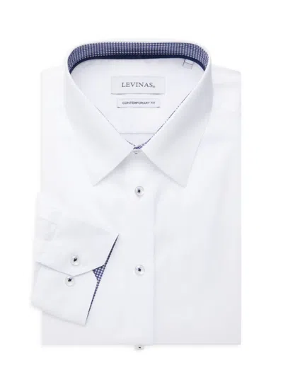 Levinas Men's Contemporary Fit Solid Dress Shirt In White