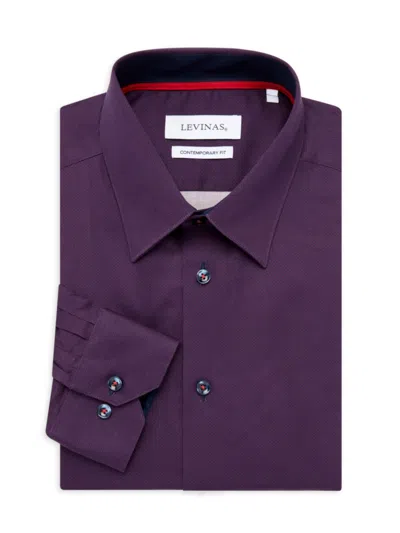 Levinas Men's Contemporary Fit Textured Dress Shirt In Purple