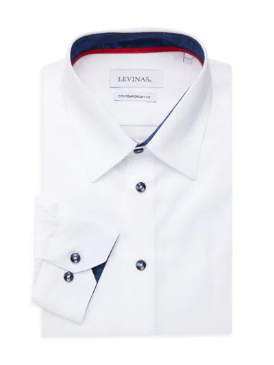 Levinas Men's Solid Contemporary Fit Dress Shirt In White