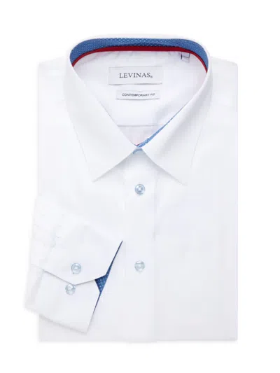 Levinas Men's Solid Contemporary Fit Dress Shirt In White
