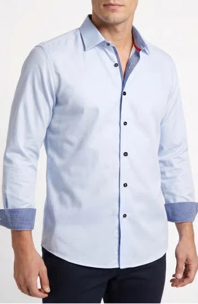 Levinas Stretch Cotton Button Up Shirt In Lt Blue