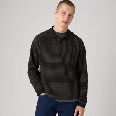 Levi's 100% Cotton Classic Boxy Long-sleeve Polo In Black