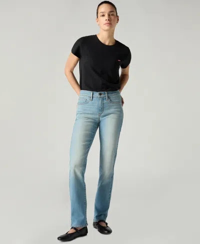 Levi's 314 Shaping Slimming Straight Leg Mid Rise Jeans In Blue