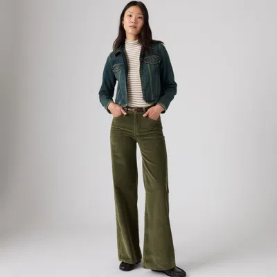 Levi's 318 Shaping Wide Leg Corduroy Pants In Green