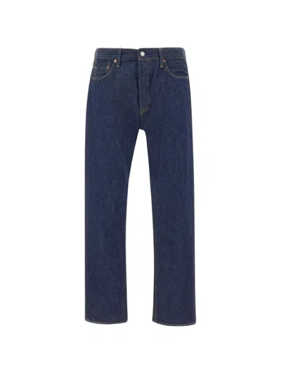 Levi's Straight Fit Cotton Denim Jeans With Worn Effect In Blue