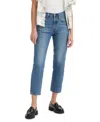 Levi's 501 Cropped Straight-leg High Rise Jeans In Blue