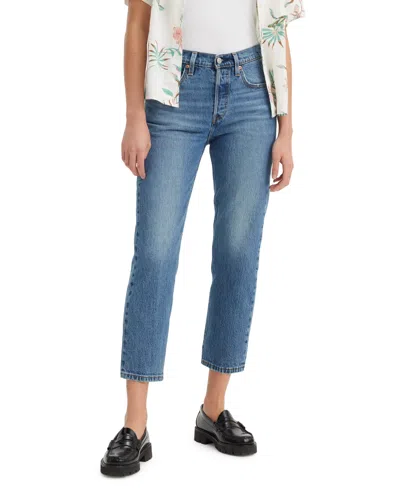 Levi's 501 Cropped Straight-leg High Rise Jeans In Blue
