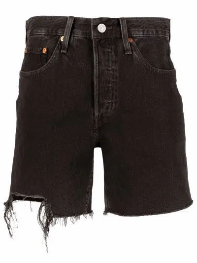 Levi's 501 Distressed Denim Shorts In Black