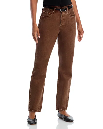Levi's 501 High Rise Straight Jeans In Lariat Luck In Brown