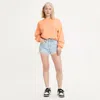 Levi's 501 Original Womens Button Fly High Rise Cutoff Shorts In Blue