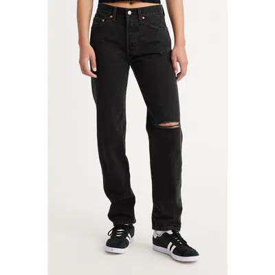 Levi's® 501® High Waist Ripped Straight Leg Jeans In Black